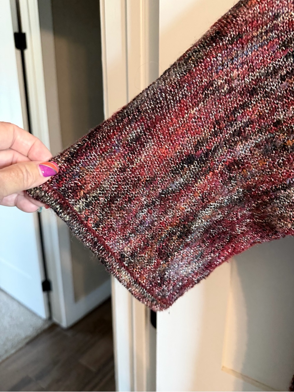 a.n.a Marled Pink and Gray Open-Front Drapey Cardigan - Picture 2 of 5